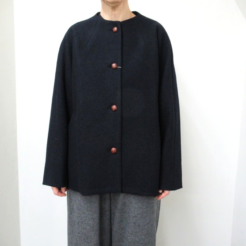 Vent d'oest ノーカラーウール圧縮ハーフコート /NV29 【日本製】